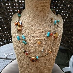 Vintage 80s Multi-colored Oversized Rope Length Bead Necklace